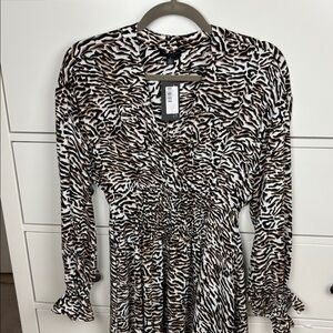 NWT Current Air Zebra Print Long Sleeve Dress - Size S